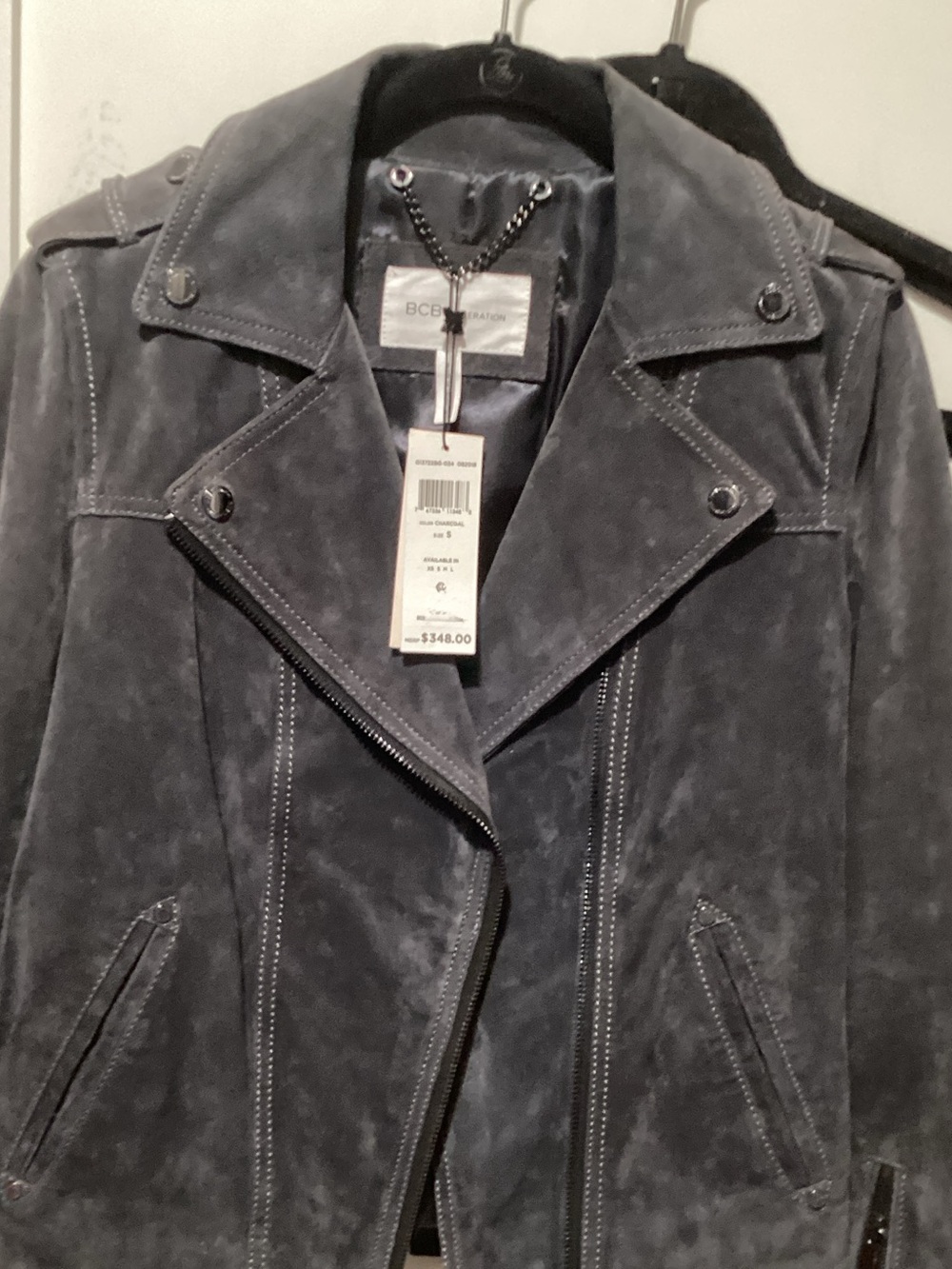 BCBGMaxAzria Charcoal Suede Moto Jacket